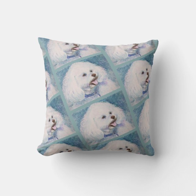 COUSSIN MONOGRAM COULEUR D'EAU BICHON BLANC FRISE (Recto)