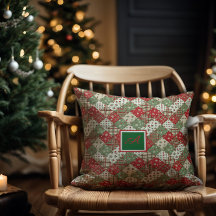 Monogram family Christmas patchwork Green Red 