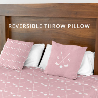 Coussin Monogram Golf Club Pattern Pink Reversible Modern
