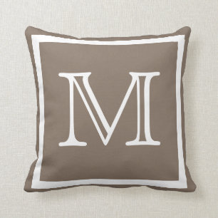 Coussin MONOGRAM Solide beige foncé Tan taupe clair coussi