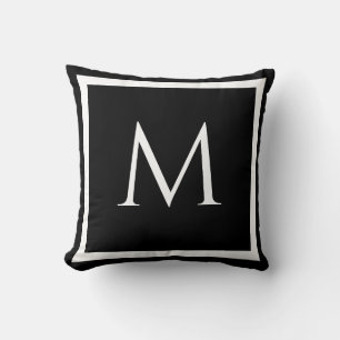 Coussin MONOGRAM Solide couleur noire uni moderne Throw Pi