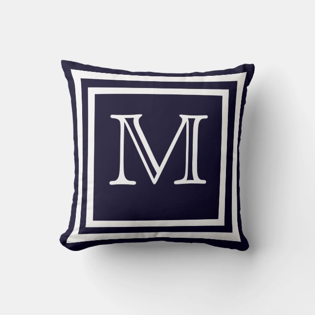 Coussin MONOGRAM Solide Douce foncé Marine bleu uni (Recto)