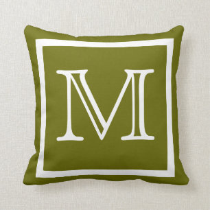 Coussin MONOGRAM solide feuille d'olive foncée vert coussi