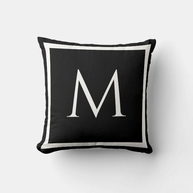 Coussin MONOGRAM Uni noir moderne jeté Pi (Recto)
