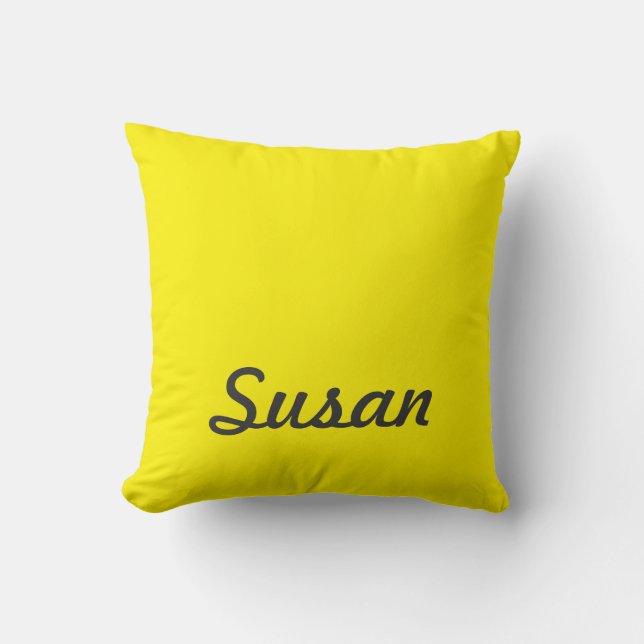 Coussin Monogramme à la mode au néon jaune lumineux (Recto)