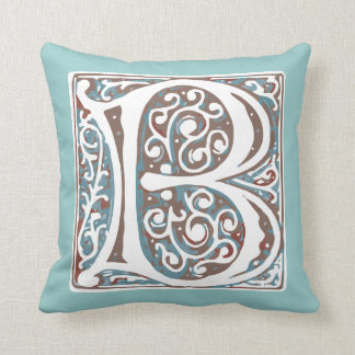 Coussin Monogramme antique médiéval élégant de la lettre B