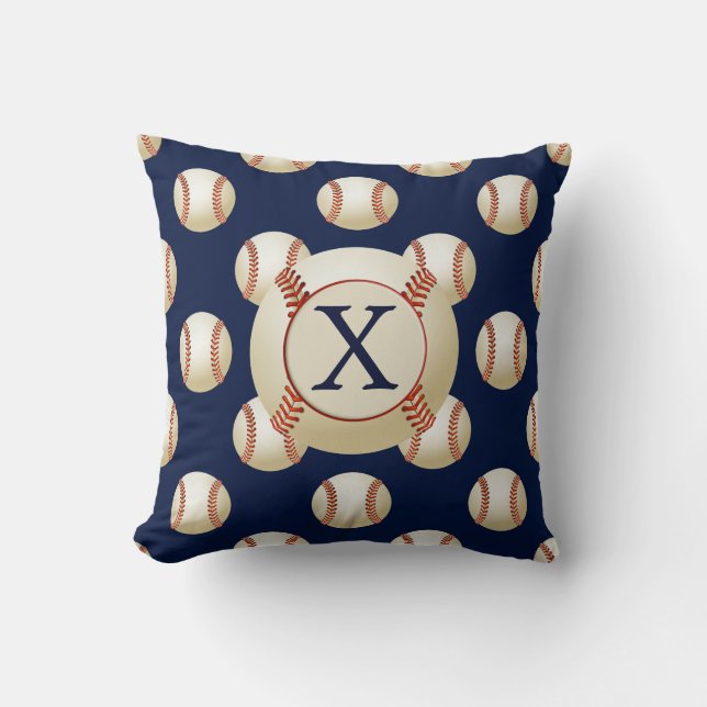 Coussin Monogramme Baseball Balls motif sportif (Recto)