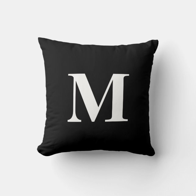 Coussin Monogramme blanc noir couleur modifiable (Recto)