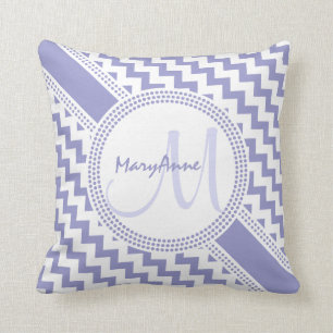 Coussin Monogramme blanc pourpre ultra chic de Chevron de