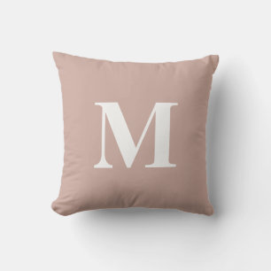Coussin Monogramme blanc rose pâle de couleur modifiable i