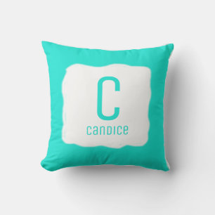 Coussin Monogramme bleu clair