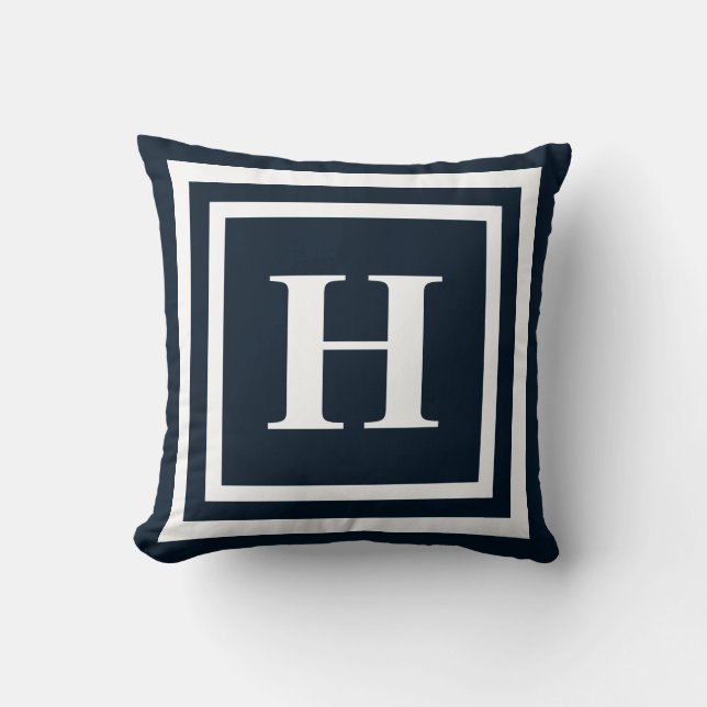 Coussin Monogramme bleu marine (Recto)