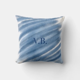 Coussin Monogramme bleu marine ajouter nom lettre aquarell