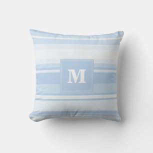 Coussin Monogramme Bleu rayures