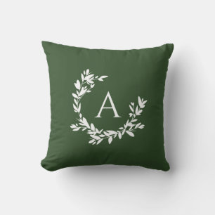 Coussin Monogramme botanique Chasseur forestier initial Ve
