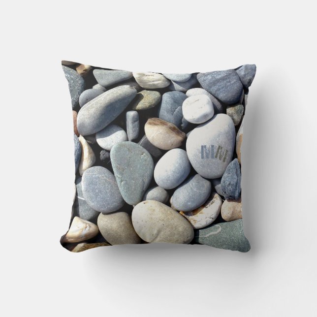 Coussin Monogramme branché Pierres naturelles de galets ph (Recto)