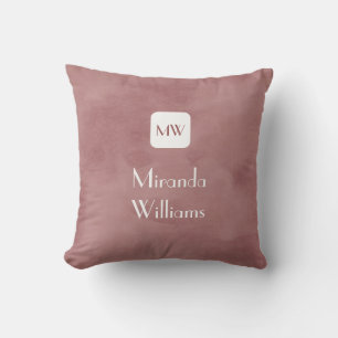 Coussin Monogramme Brown Rosy simple et chic avec nom