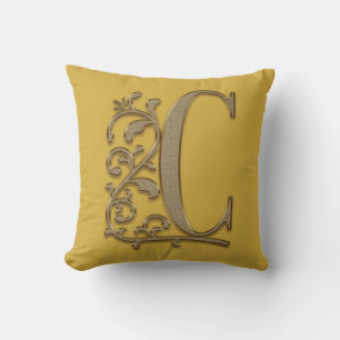Coussin Monogramme C Jaune Moutarde Mariage de Famille, An