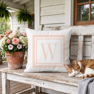 Coussin Monogramme Carré classique rose et blanc