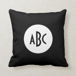 Coussin Monogramme Cercle blanc et noir