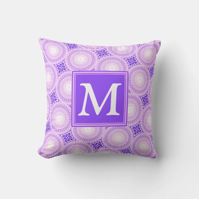 Coussin Monogramme cercles violets motif (Recto)