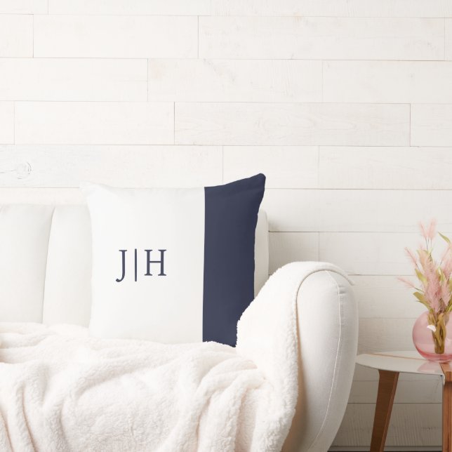 Coussin Monogramme Classic Marine/White Wide Stripe (Canapé)
