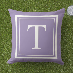 Coussin Monogramme Classique Cadre Carré Blanc Violet