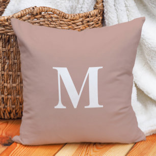 Coussin Monogramme couleur rose blush blanc modifiable