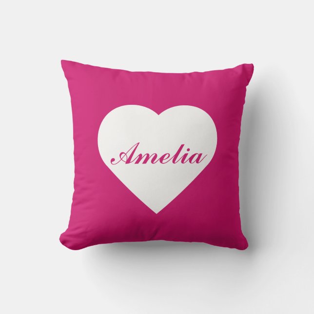 Coussin Monogramme d'amour rose chaud (Recto)