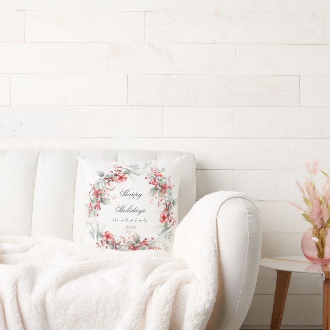 Coussin Monogramme de baies de vacances classiques (Canapé)