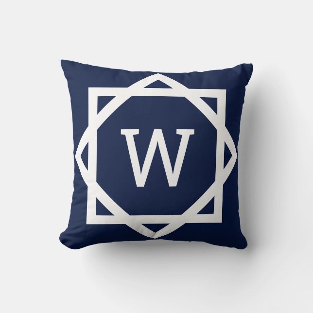 Coussin Monogramme de bordure graphique Preppy (Recto)