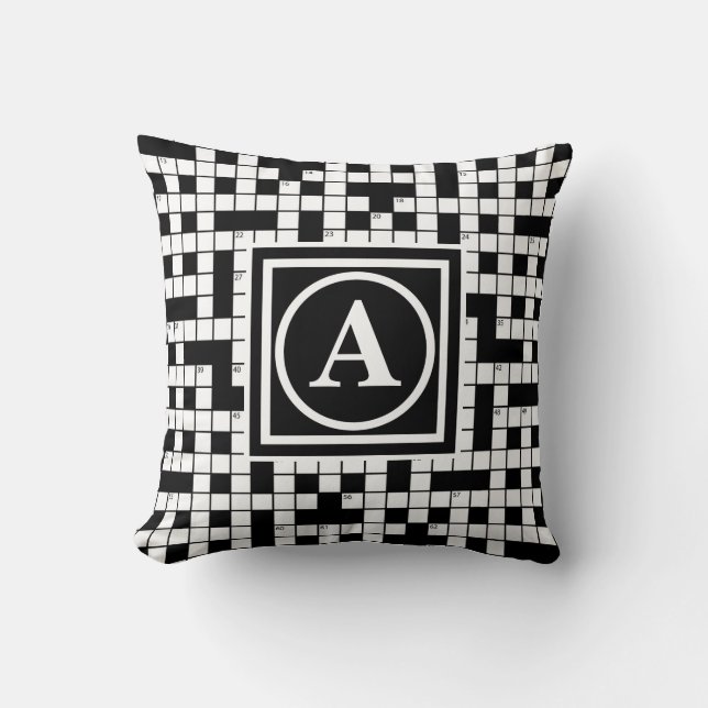 Coussin Monogramme de casse-tête de mot croisé (Recto)