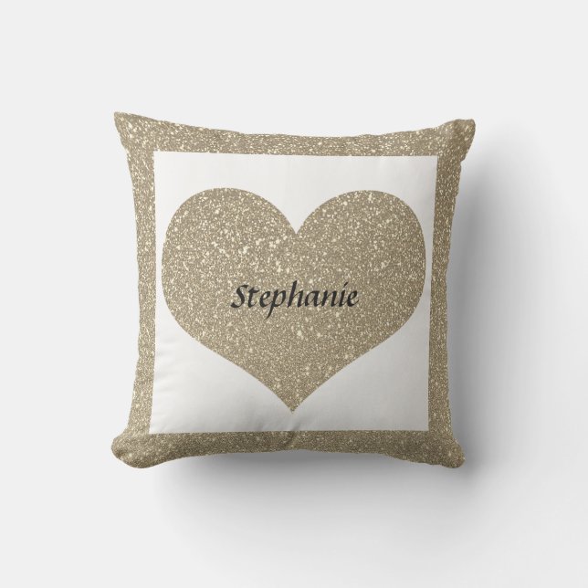 Coussin Monogramme de coeur de la Saint-Valentin en paille (Recto)