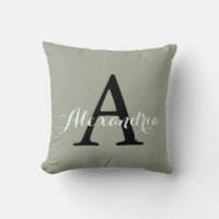 Monogramme de couleur unie verte gris du désert