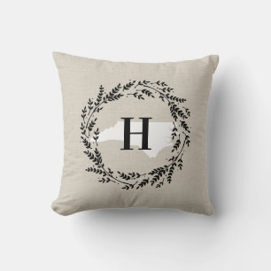 Coussin Monogramme de couronne rustique de Caroline du Nor