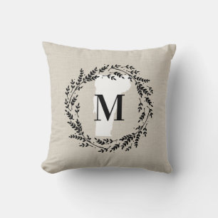 Coussin Monogramme de courroie rustique Vermont