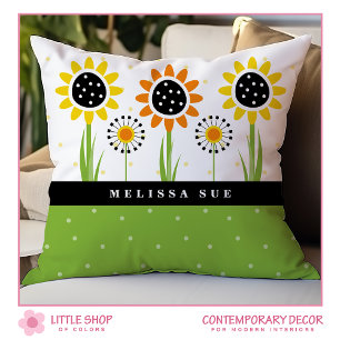 Coussin Monogramme de Dandelion de tournesol moderne
