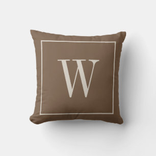 Coussin Monogramme de designer initiale Toffee marron et i