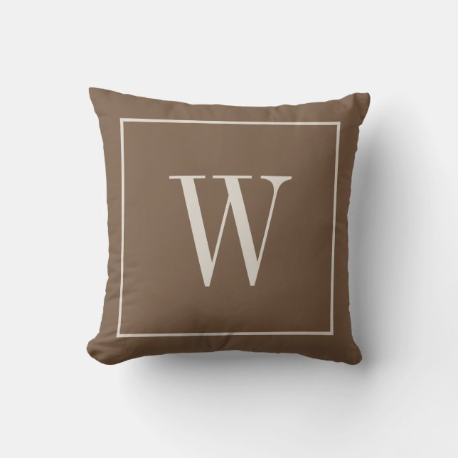 Coussin Monogramme de designer initiale Toffee marron et i (Recto)