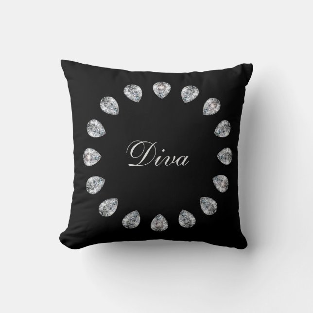 Coussin Monogramme de Diva Diamond noir et blanc (Recto)