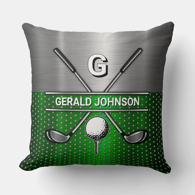 Coussin Monogramme de golf Metallic Green et Argent (Recto)