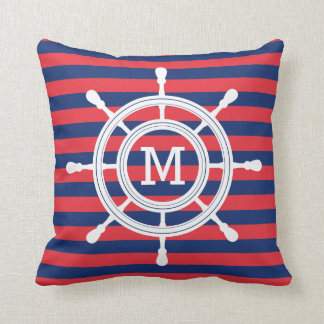 Coussin Monogramme de gouvernail de direction de rayures