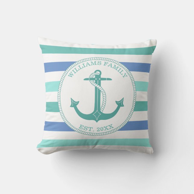 Coussin Monogramme de la famille des bandes de Ancres mari (Recto)