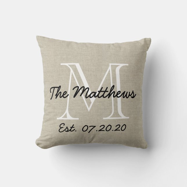 Coussin Monogramme de la famille personnalisée de l'appare (Recto)