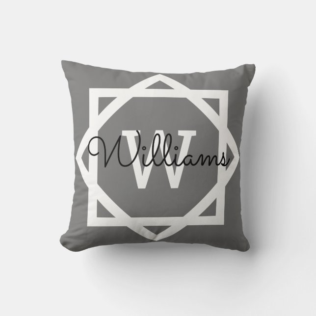 Coussin Monogramme de la frontière graphique Nom de famill (Recto)