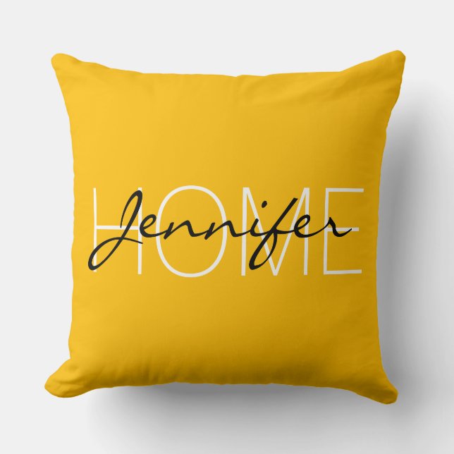 Coussin monogramme de la maison couleur orange (Recto)