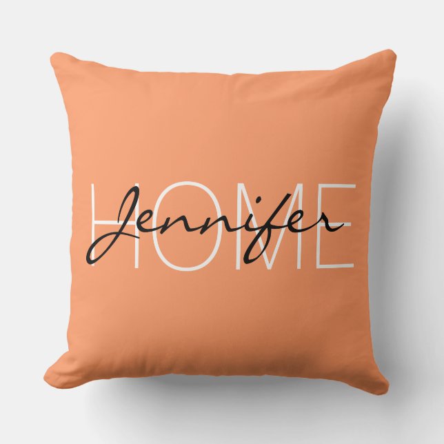 Coussin monogramme de la maison de couleur tangerine atomi (Recto)