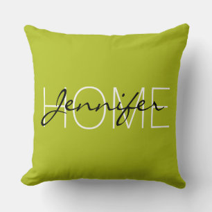 Coussin monogramme de la maison de couleur vert acide