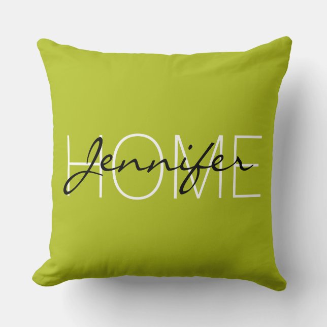 Coussin monogramme de la maison de couleur vert acide (Recto)
