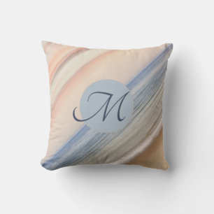 Coussin Monogramme de la maison de plage de sable et de ri